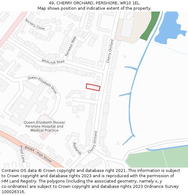 49, CHERRY ORCHARD, PERSHORE, WR10 1EL: Location map and indicative extent of plot