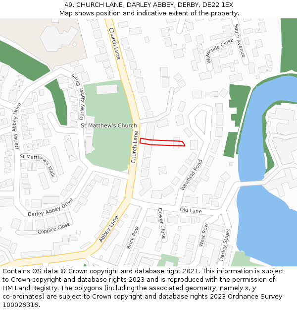 49, CHURCH LANE, DARLEY ABBEY, DERBY, DE22 1EX: Location map and indicative extent of plot