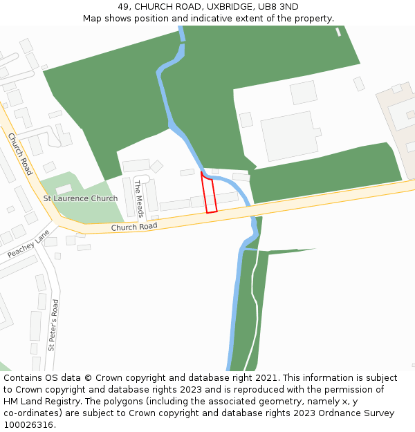 49, CHURCH ROAD, UXBRIDGE, UB8 3ND: Location map and indicative extent of plot