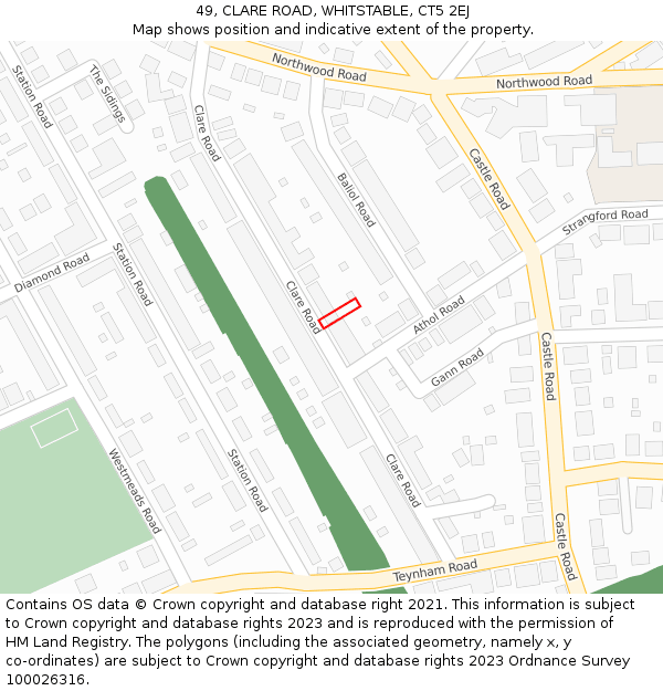 49, CLARE ROAD, WHITSTABLE, CT5 2EJ: Location map and indicative extent of plot