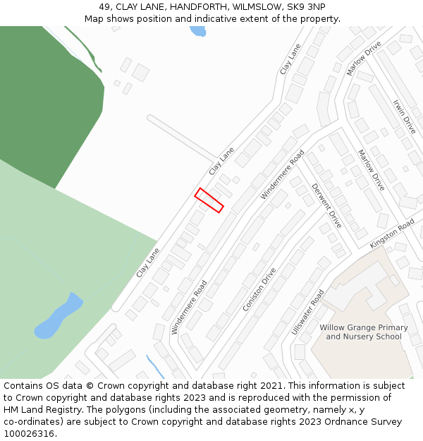 49, CLAY LANE, HANDFORTH, WILMSLOW, SK9 3NP: Location map and indicative extent of plot