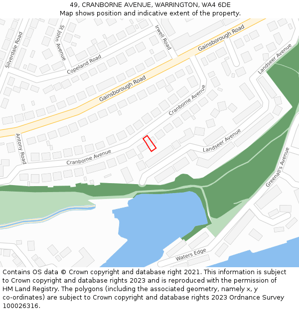 49, CRANBORNE AVENUE, WARRINGTON, WA4 6DE: Location map and indicative extent of plot