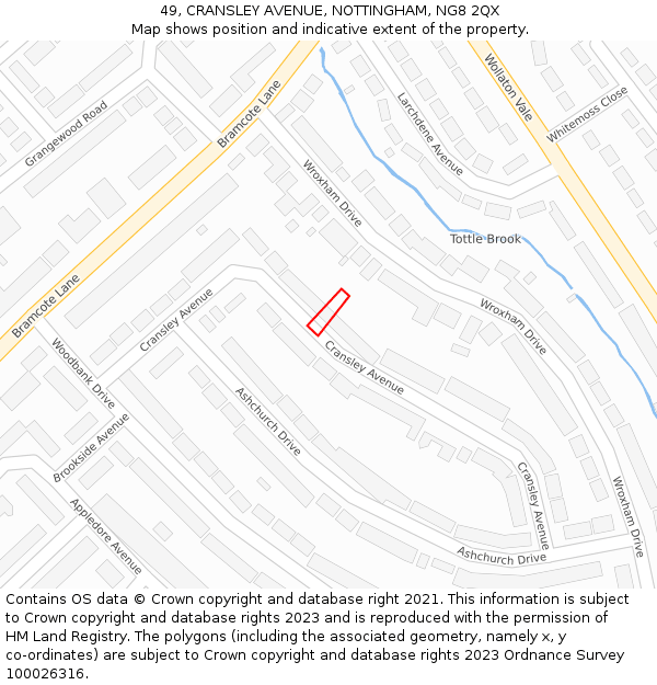 49, CRANSLEY AVENUE, NOTTINGHAM, NG8 2QX: Location map and indicative extent of plot