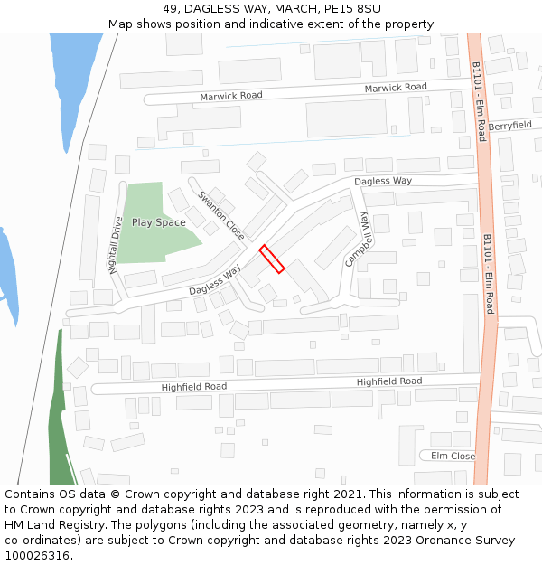 49, DAGLESS WAY, MARCH, PE15 8SU: Location map and indicative extent of plot