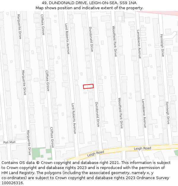 49, DUNDONALD DRIVE, LEIGH-ON-SEA, SS9 1NA: Location map and indicative extent of plot