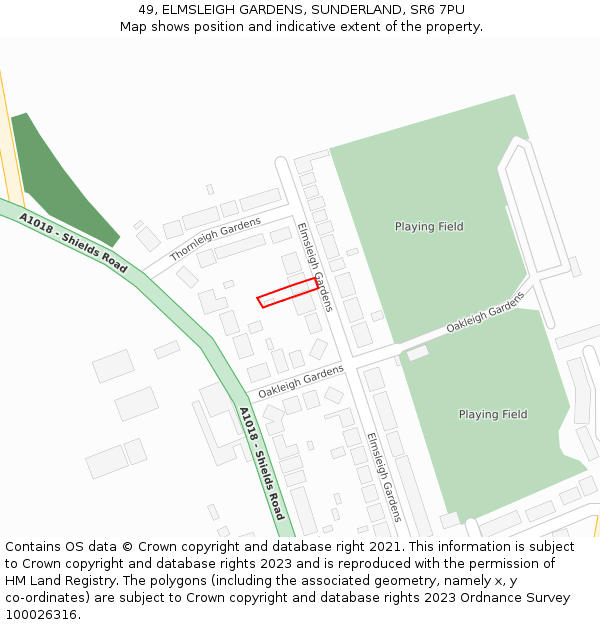 49, ELMSLEIGH GARDENS, SUNDERLAND, SR6 7PU: Location map and indicative extent of plot