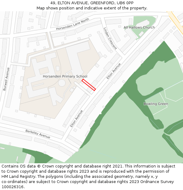 49, ELTON AVENUE, GREENFORD, UB6 0PP: Location map and indicative extent of plot