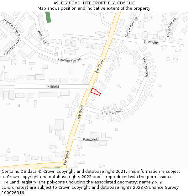 49, ELY ROAD, LITTLEPORT, ELY, CB6 1HG: Location map and indicative extent of plot