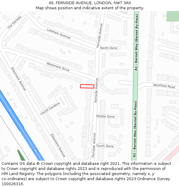49, FERNSIDE AVENUE, LONDON, NW7 3AX: Location map and indicative extent of plot