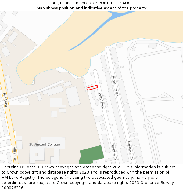 49, FERROL ROAD, GOSPORT, PO12 4UG: Location map and indicative extent of plot