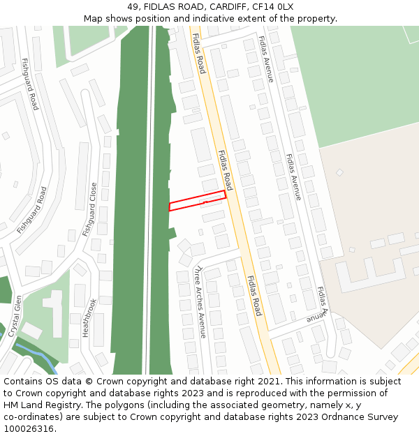 49, FIDLAS ROAD, CARDIFF, CF14 0LX: Location map and indicative extent of plot