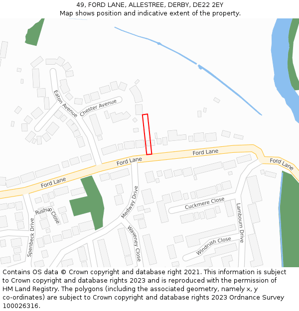 49, FORD LANE, ALLESTREE, DERBY, DE22 2EY: Location map and indicative extent of plot