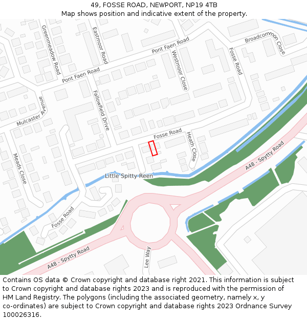 49, FOSSE ROAD, NEWPORT, NP19 4TB: Location map and indicative extent of plot