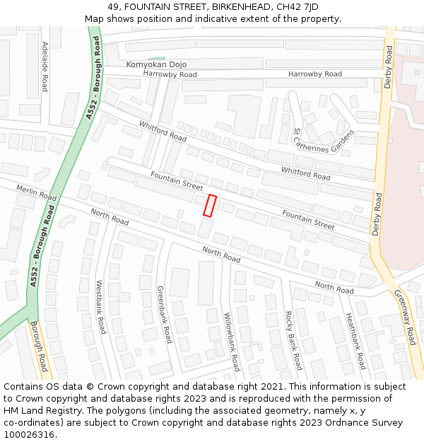 49, FOUNTAIN STREET, BIRKENHEAD, CH42 7JD: Location map and indicative extent of plot