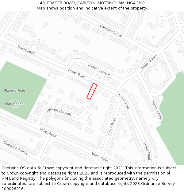 49, FRASER ROAD, CARLTON, NOTTINGHAM, NG4 1NP: Location map and indicative extent of plot