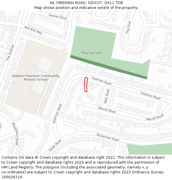 49, FREEMAN ROAD, DIDCOT, OX11 7DB: Location map and indicative extent of plot