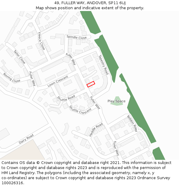 49, FULLER WAY, ANDOVER, SP11 6UJ: Location map and indicative extent of plot