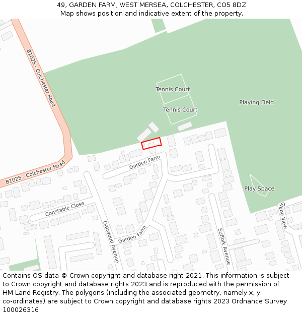 49, GARDEN FARM, WEST MERSEA, COLCHESTER, CO5 8DZ: Location map and indicative extent of plot