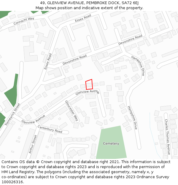 49, GLENVIEW AVENUE, PEMBROKE DOCK, SA72 6EJ: Location map and indicative extent of plot