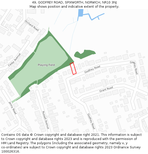 49, GODFREY ROAD, SPIXWORTH, NORWICH, NR10 3NJ: Location map and indicative extent of plot