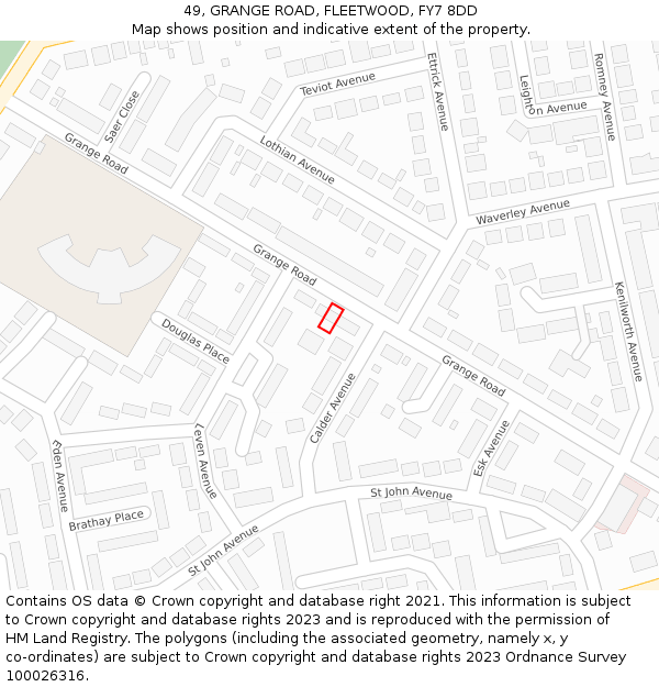 49, GRANGE ROAD, FLEETWOOD, FY7 8DD: Location map and indicative extent of plot