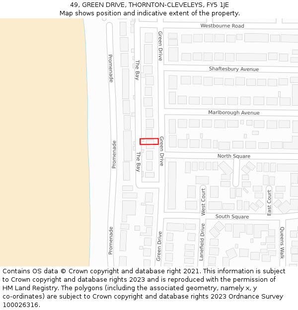 49, GREEN DRIVE, THORNTON-CLEVELEYS, FY5 1JE: Location map and indicative extent of plot