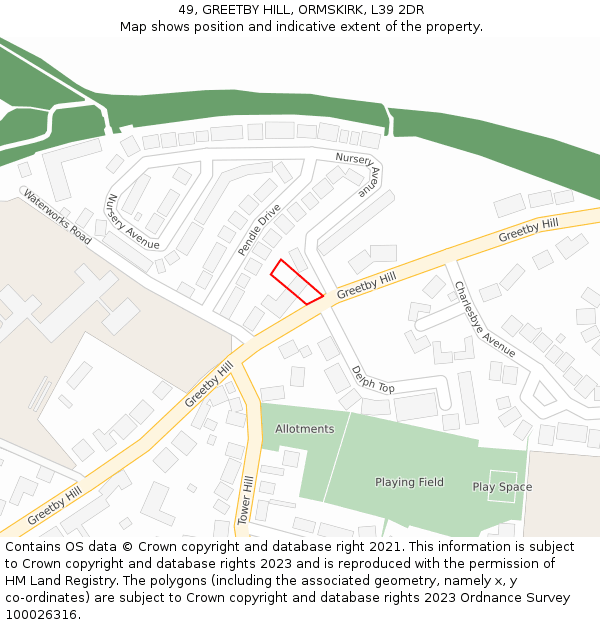 49, GREETBY HILL, ORMSKIRK, L39 2DR: Location map and indicative extent of plot