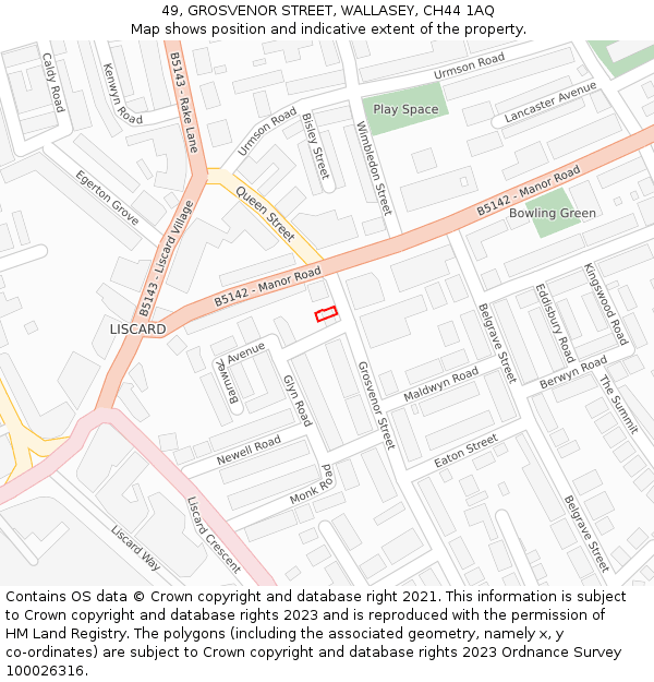 49, GROSVENOR STREET, WALLASEY, CH44 1AQ: Location map and indicative extent of plot