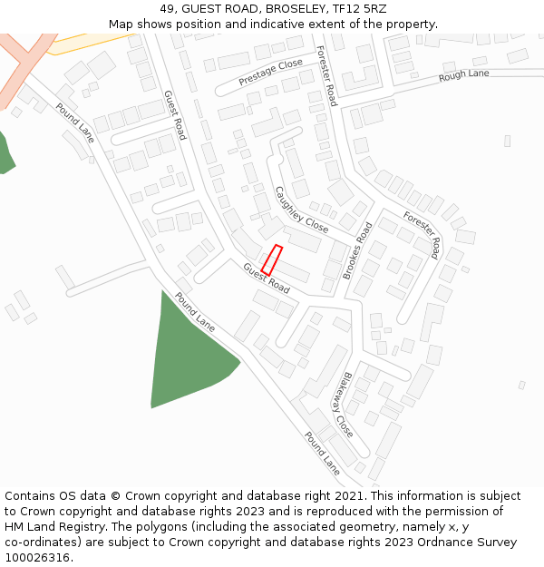 49, GUEST ROAD, BROSELEY, TF12 5RZ: Location map and indicative extent of plot