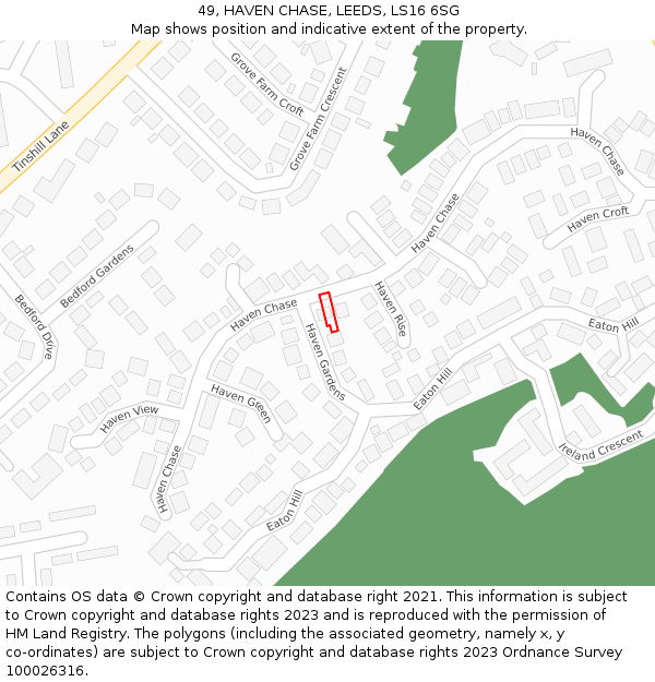 49, HAVEN CHASE, LEEDS, LS16 6SG: Location map and indicative extent of plot