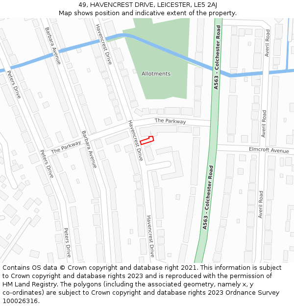 49, HAVENCREST DRIVE, LEICESTER, LE5 2AJ: Location map and indicative extent of plot