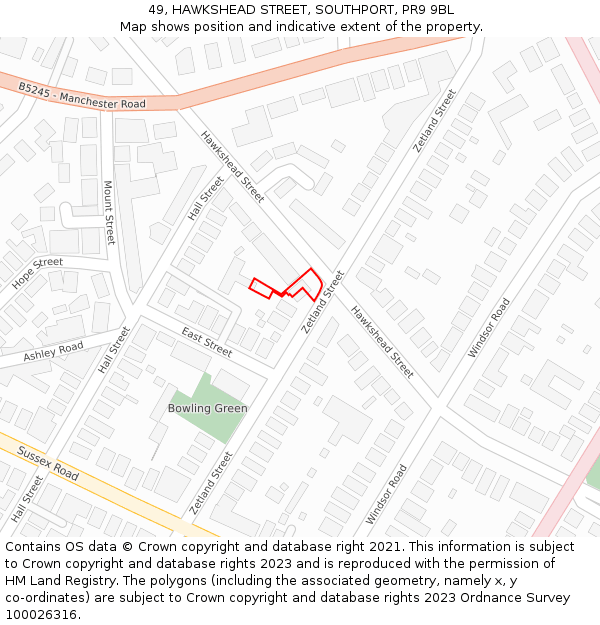 49, HAWKSHEAD STREET, SOUTHPORT, PR9 9BL: Location map and indicative extent of plot