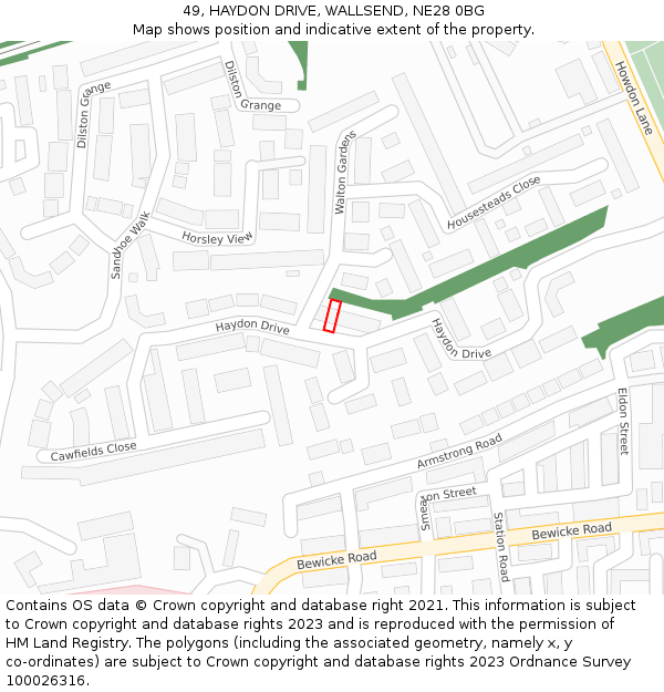 49, HAYDON DRIVE, WALLSEND, NE28 0BG: Location map and indicative extent of plot