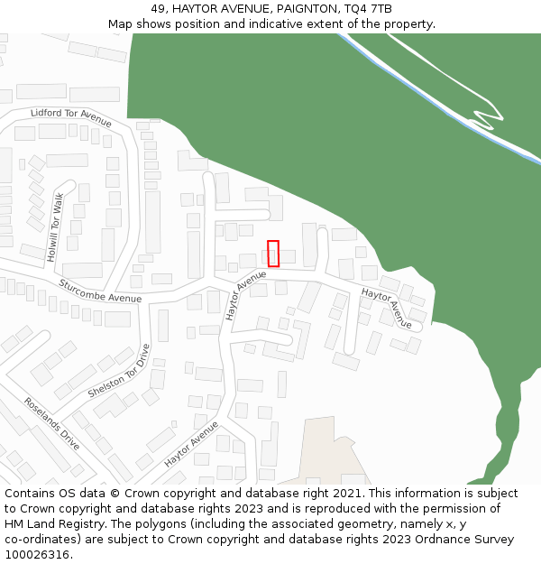 49, HAYTOR AVENUE, PAIGNTON, TQ4 7TB: Location map and indicative extent of plot