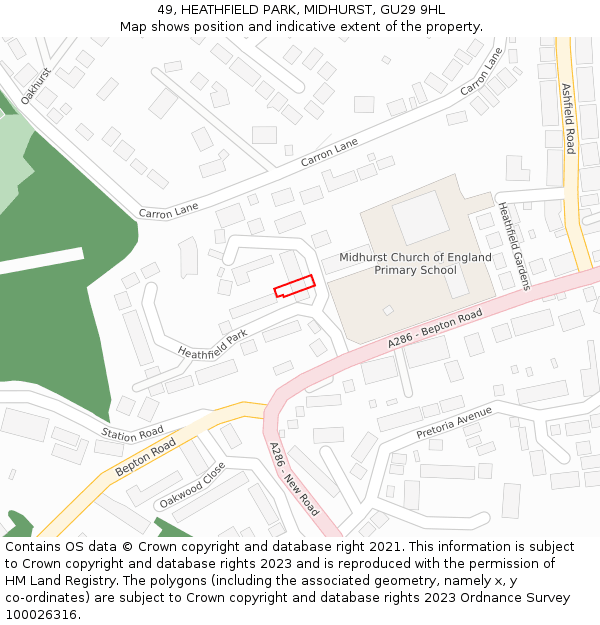 49, HEATHFIELD PARK, MIDHURST, GU29 9HL: Location map and indicative extent of plot