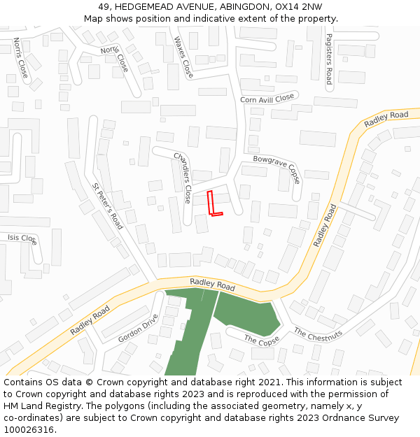 49, HEDGEMEAD AVENUE, ABINGDON, OX14 2NW: Location map and indicative extent of plot