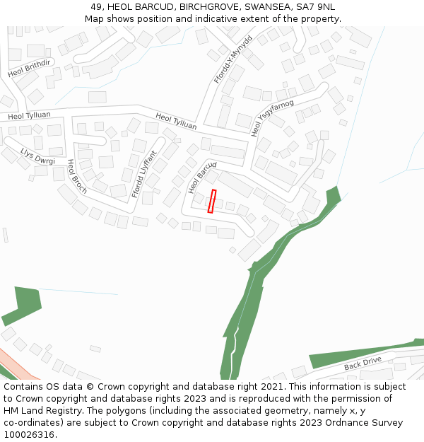 49, HEOL BARCUD, BIRCHGROVE, SWANSEA, SA7 9NL: Location map and indicative extent of plot