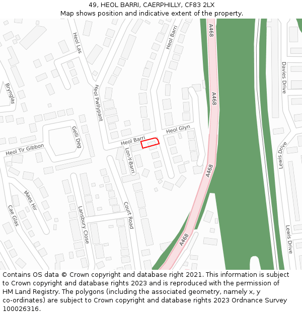 49, HEOL BARRI, CAERPHILLY, CF83 2LX: Location map and indicative extent of plot