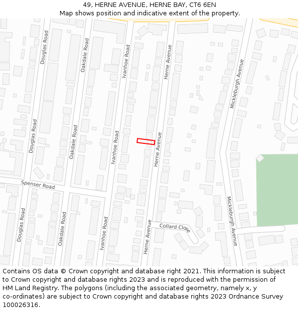 49, HERNE AVENUE, HERNE BAY, CT6 6EN: Location map and indicative extent of plot