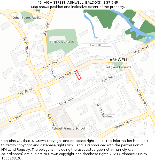 49, HIGH STREET, ASHWELL, BALDOCK, SG7 5NP: Location map and indicative extent of plot