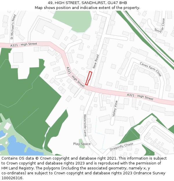 49, HIGH STREET, SANDHURST, GU47 8HB: Location map and indicative extent of plot