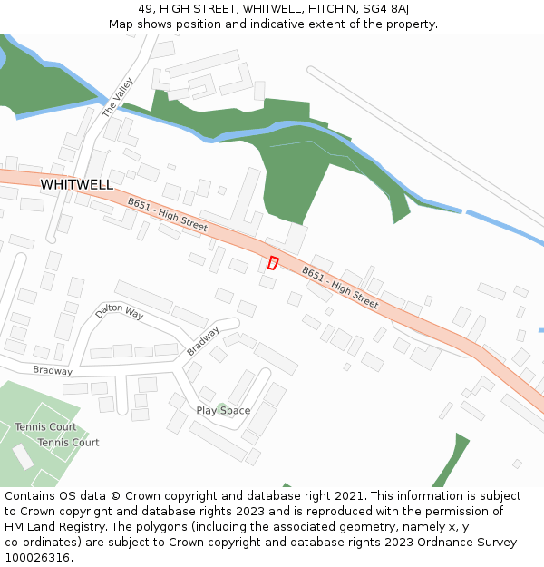 49, HIGH STREET, WHITWELL, HITCHIN, SG4 8AJ: Location map and indicative extent of plot