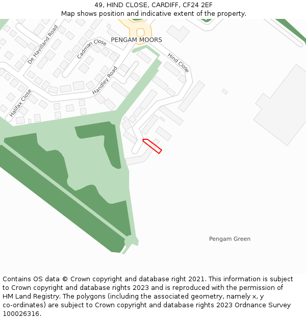49, HIND CLOSE, CARDIFF, CF24 2EF: Location map and indicative extent of plot