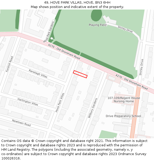 49, HOVE PARK VILLAS, HOVE, BN3 6HH: Location map and indicative extent of plot