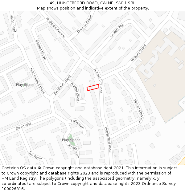 49, HUNGERFORD ROAD, CALNE, SN11 9BH: Location map and indicative extent of plot