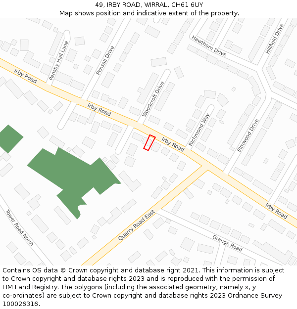 49, IRBY ROAD, WIRRAL, CH61 6UY: Location map and indicative extent of plot