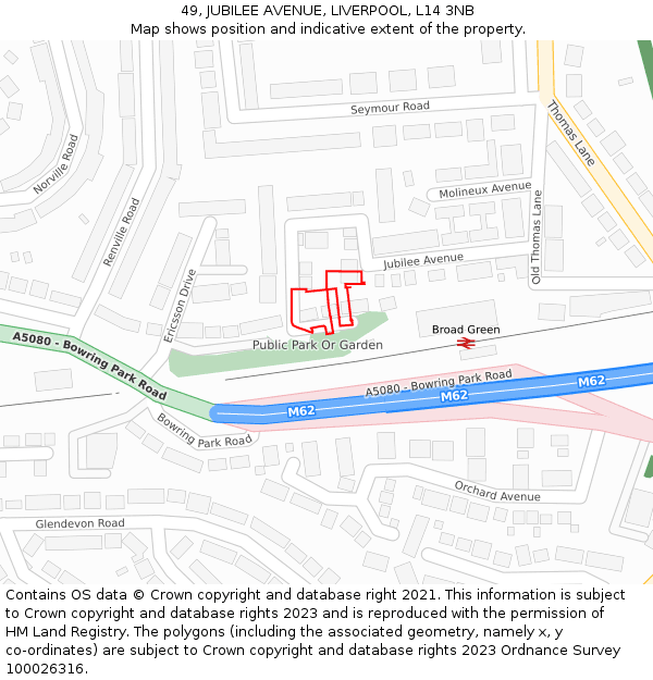 49, JUBILEE AVENUE, LIVERPOOL, L14 3NB: Location map and indicative extent of plot