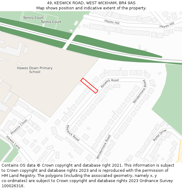 49, KESWICK ROAD, WEST WICKHAM, BR4 9AS: Location map and indicative extent of plot