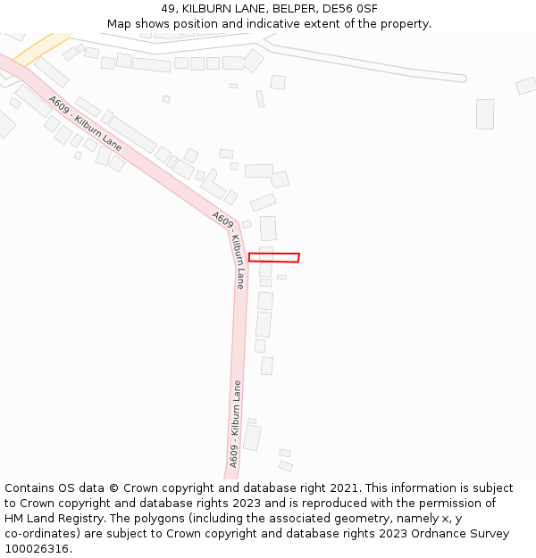 49, KILBURN LANE, BELPER, DE56 0SF: Location map and indicative extent of plot