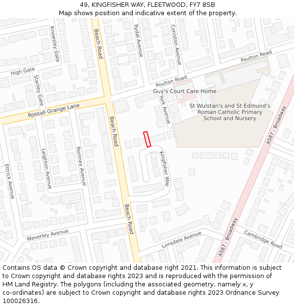 49, KINGFISHER WAY, FLEETWOOD, FY7 8SB: Location map and indicative extent of plot